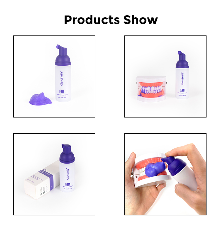 Wholesale 50ml Glorysmile V34 Flouride Free Purple Teeth Whitening Mousse Toothpaste