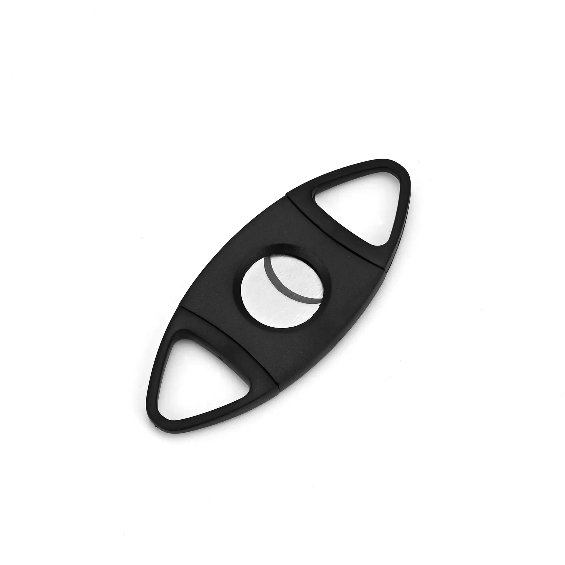Factory Direct Custom Logo Stainless Steel Cigar Accessories Scissors Punch Portable Black Plastic Cigar Cutter