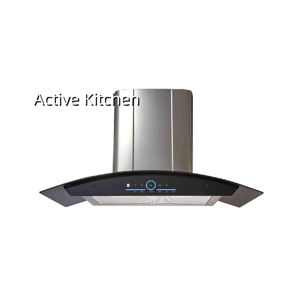 Adjustable Lighting Extractor Hood Ductless Range Hood Curved Glass Hood Kitchen Energy Efficiency Range Hoods