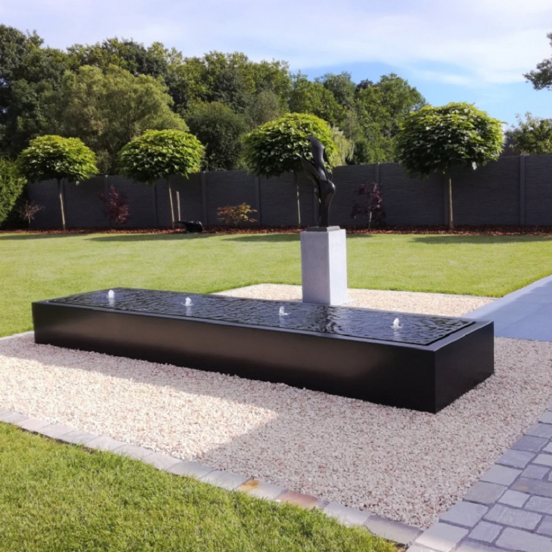 Outdoor Rectangular Water Feature/Fountain Aluminium Water Table 400X100X40cm