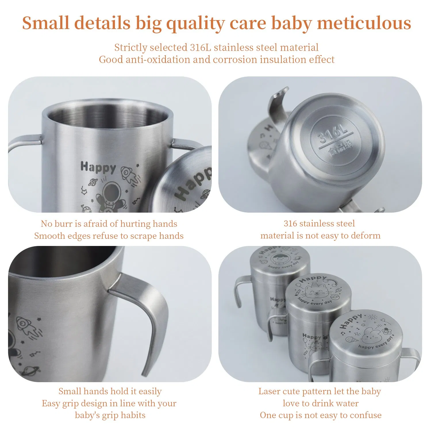 Double Handle Kids Cup Cover Easy Drinking Cup