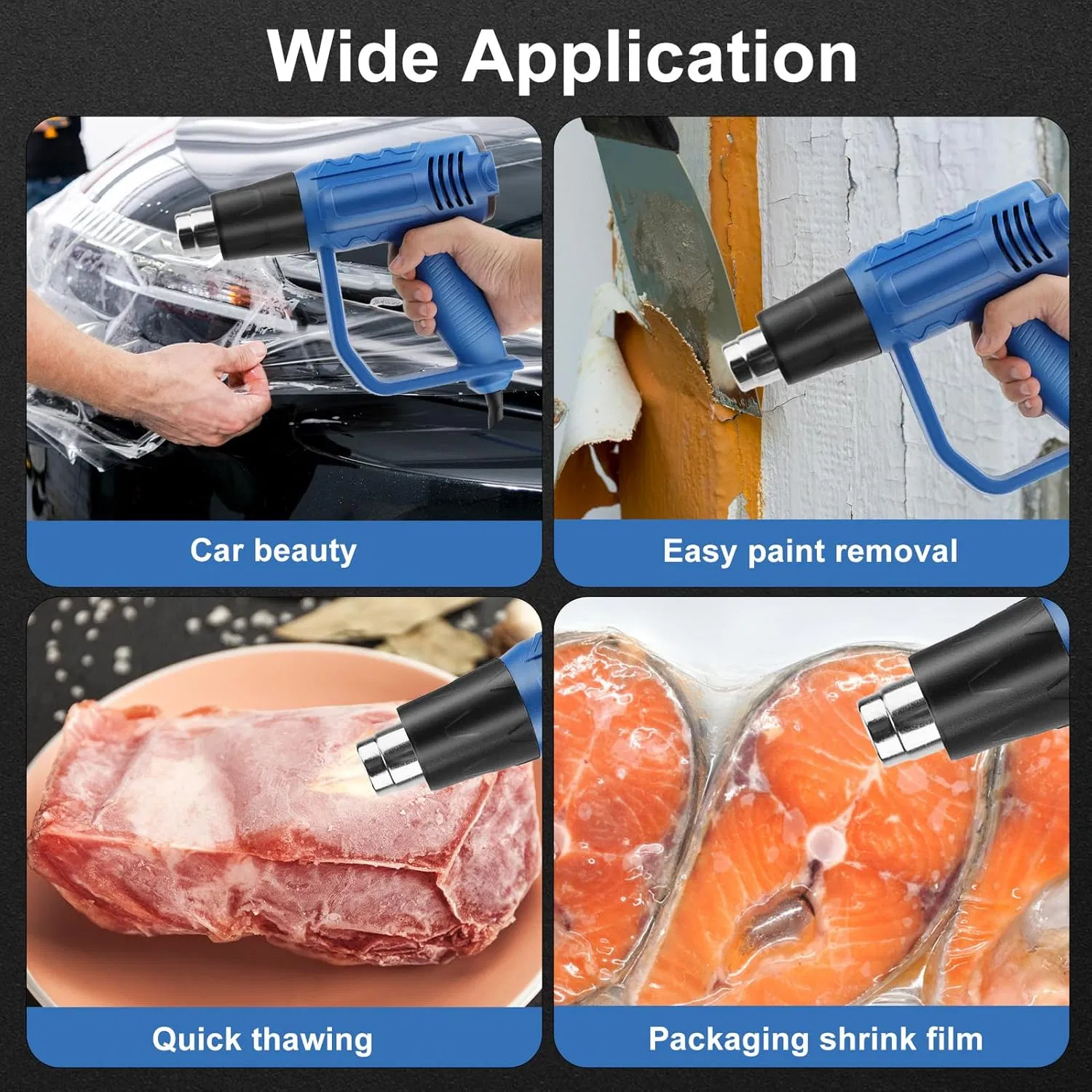 2000W Heavy Duty Hot Air Gun with 3 Nozzles Mini Heat Gun for Crafts