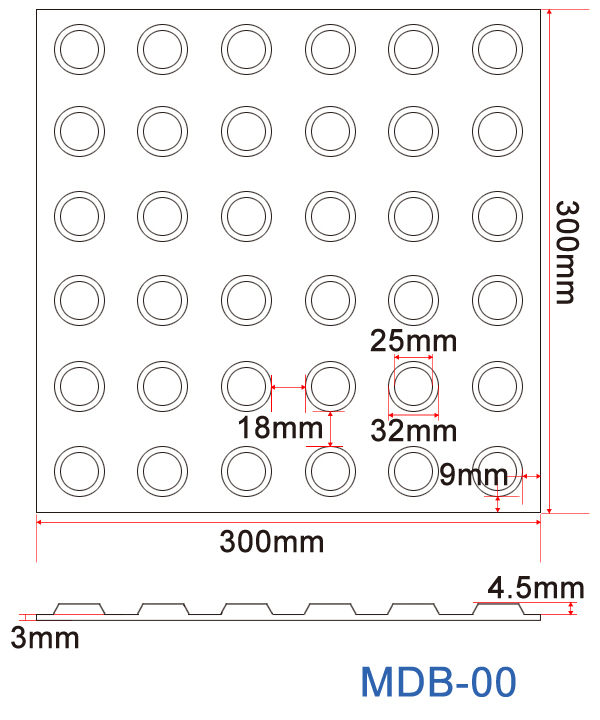 PU/TPU Tactile Indicator Paving Tile with Self-Adhesive