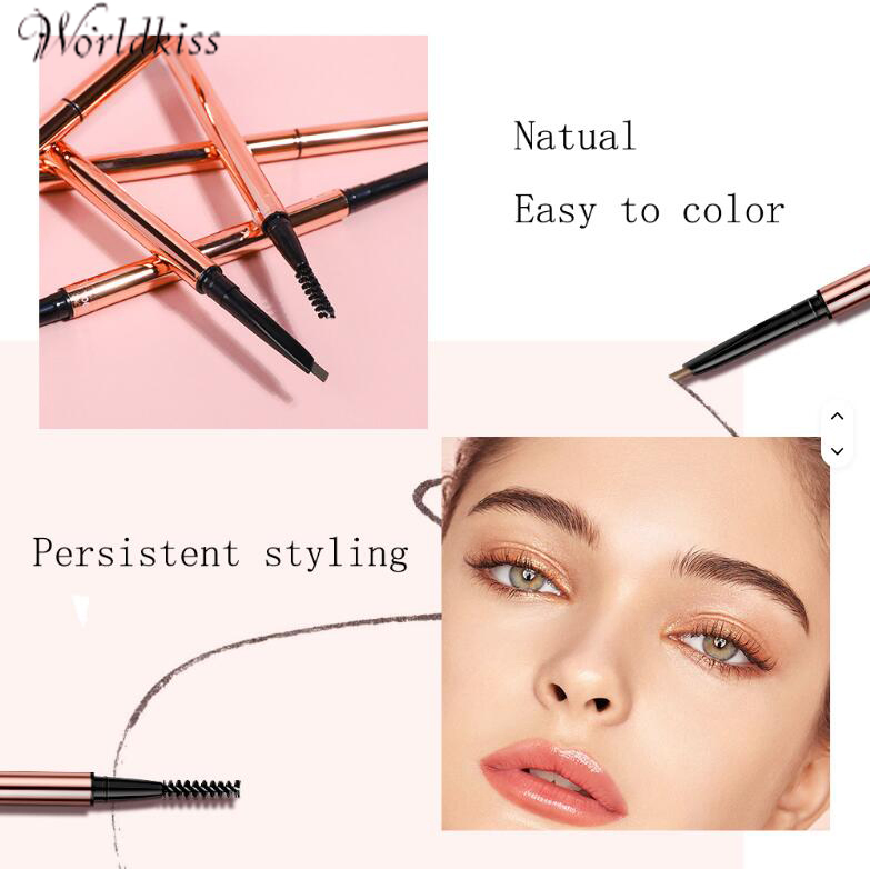 Waterproof Slim Automatic Makeup Brow Pencil Brush Rose Gold Eyebrow Pencil