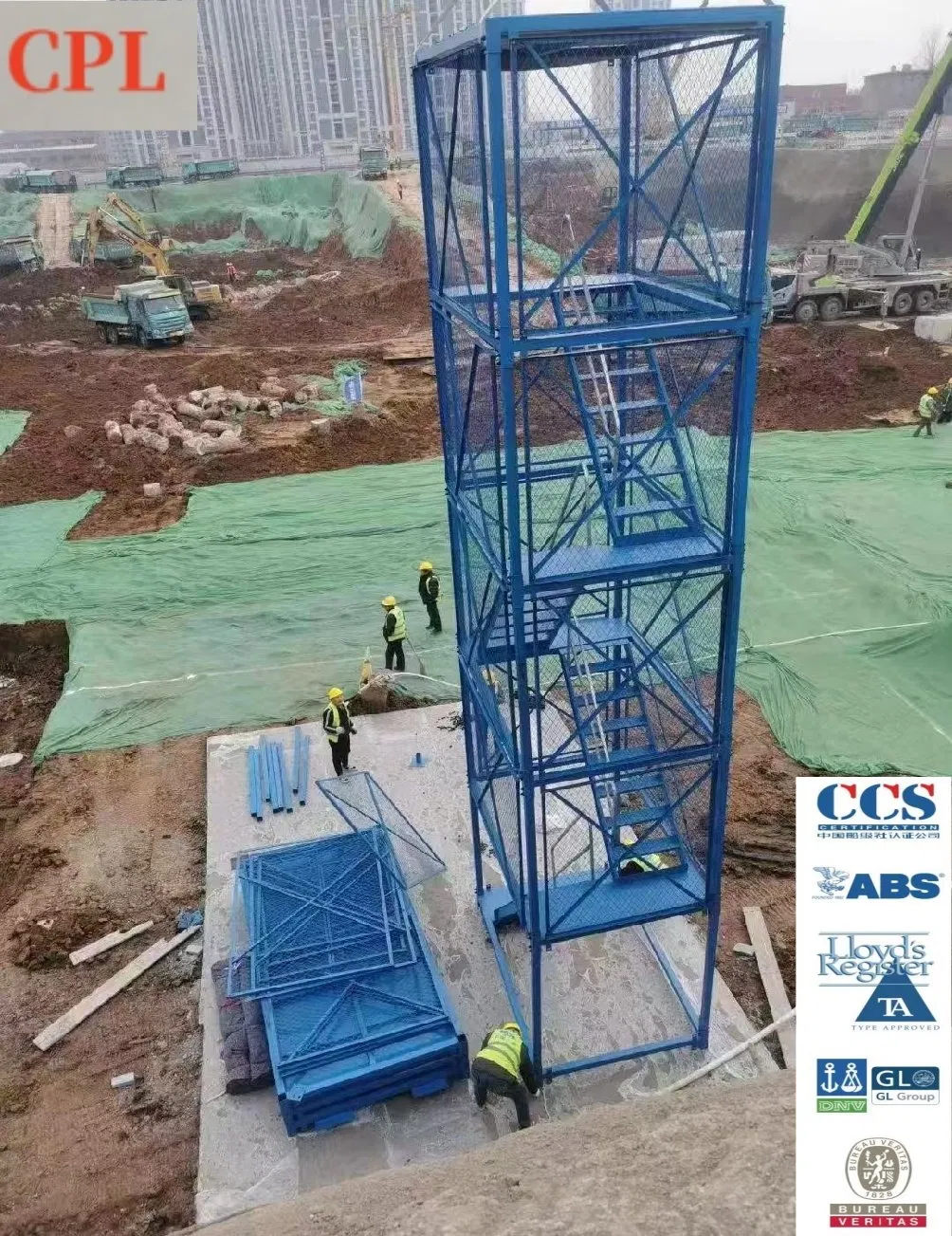 Bridge Subway Pier Column Construction Steel Metal Safety Cage Ladder