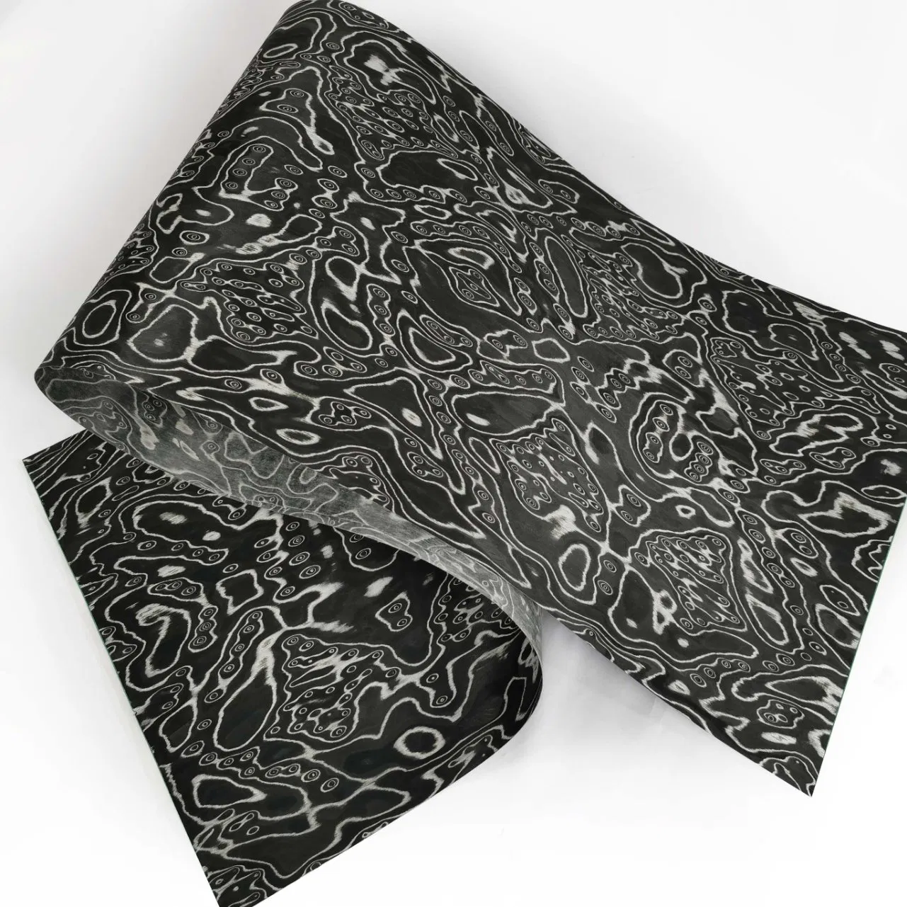 Intricate Monochrome Black & White Engineered Wood Veneer for Flooring, Furniture, & Door Skins - DIY Material