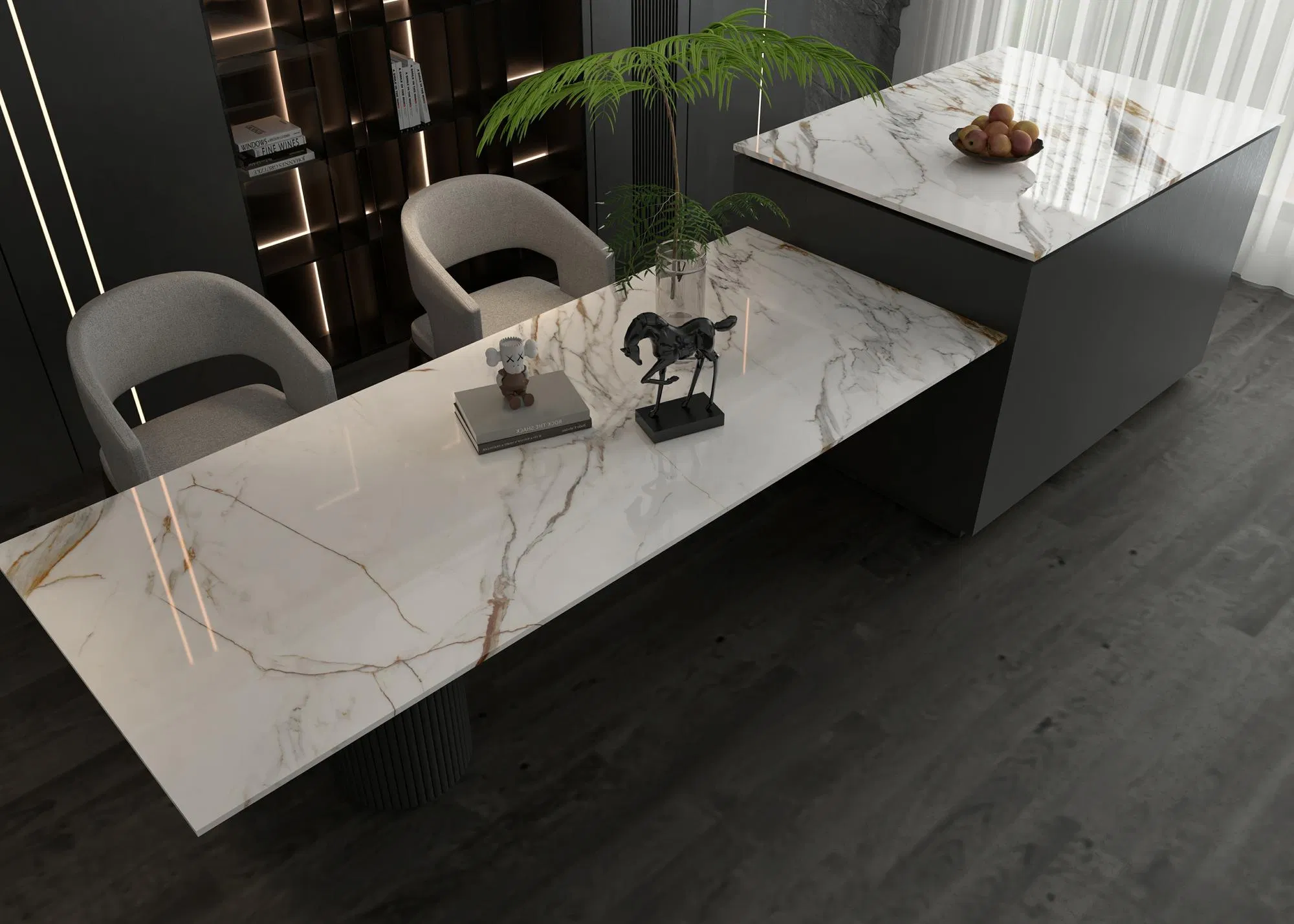 1600X3200X12mm Polished Marble Look Ceramic Porcelain Wall Floor Sintered Stone Slab