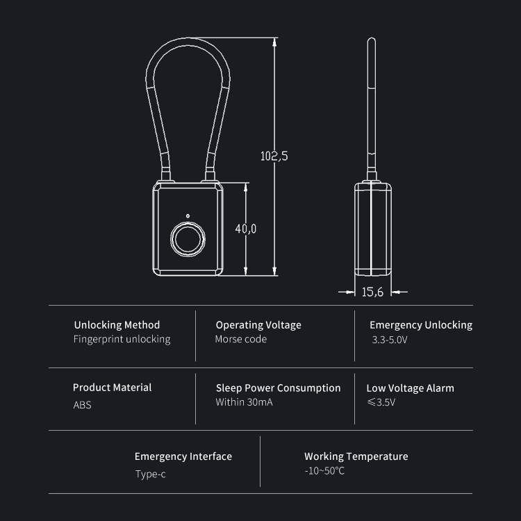 Wholesale Leelen Small Fingerprint Unlocking Padlock Luggage Gym Cabinet USB Charging Smart Padlock