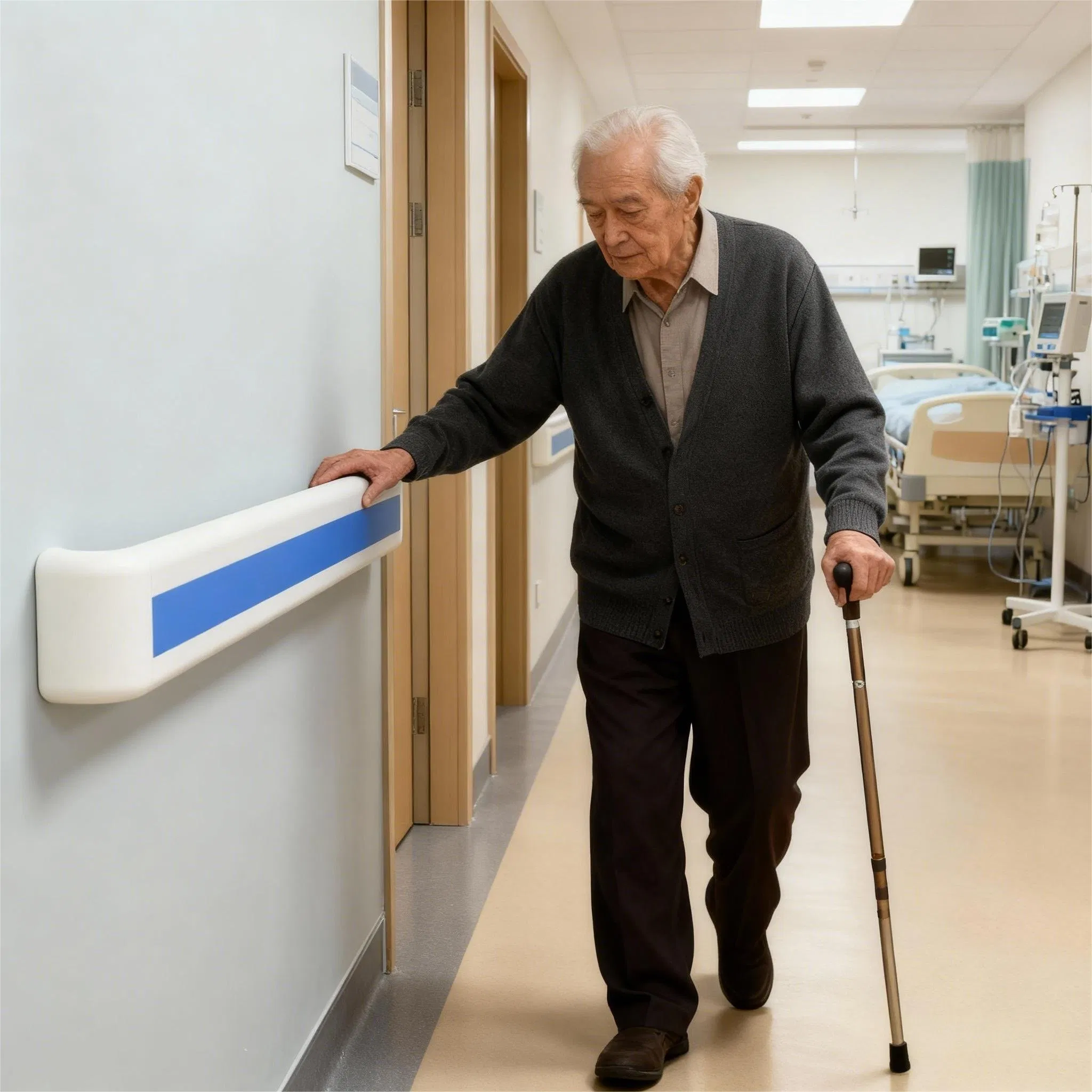 Hospital Handrail for Accessible Design Supporting Mobility on Corridor Walls