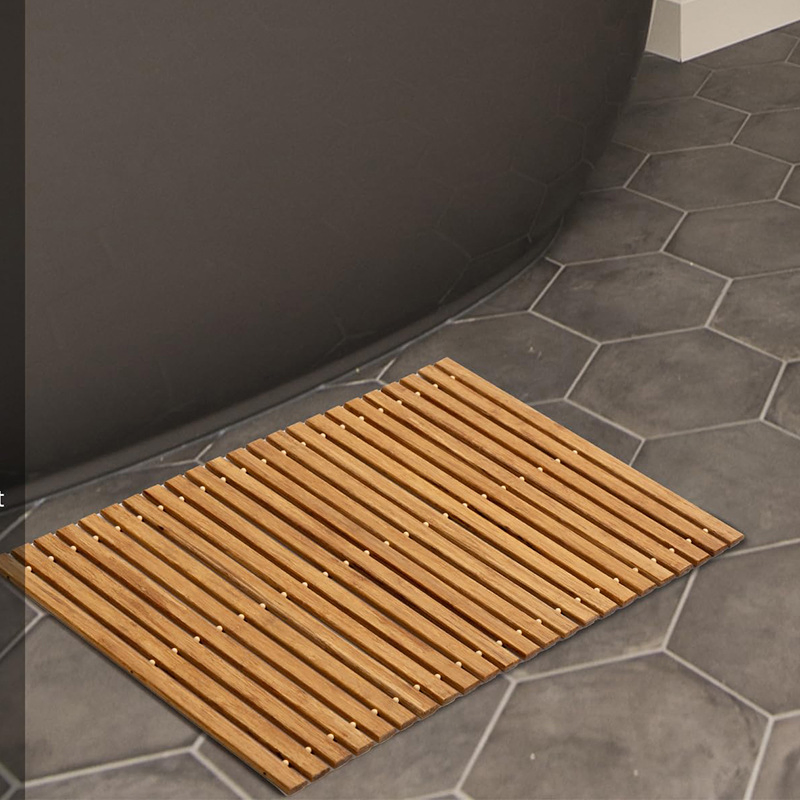 High Temperature Steamed Moth Insect Proof Special Carbonized Durable Foldable Large Natural Bamboo Bathmat Shower Floor Mat