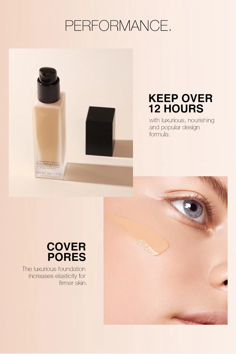 OEM Breathable Liquid Foundation High-Gloss Moisturizing Invisible Pores Natural Concealer Foundation