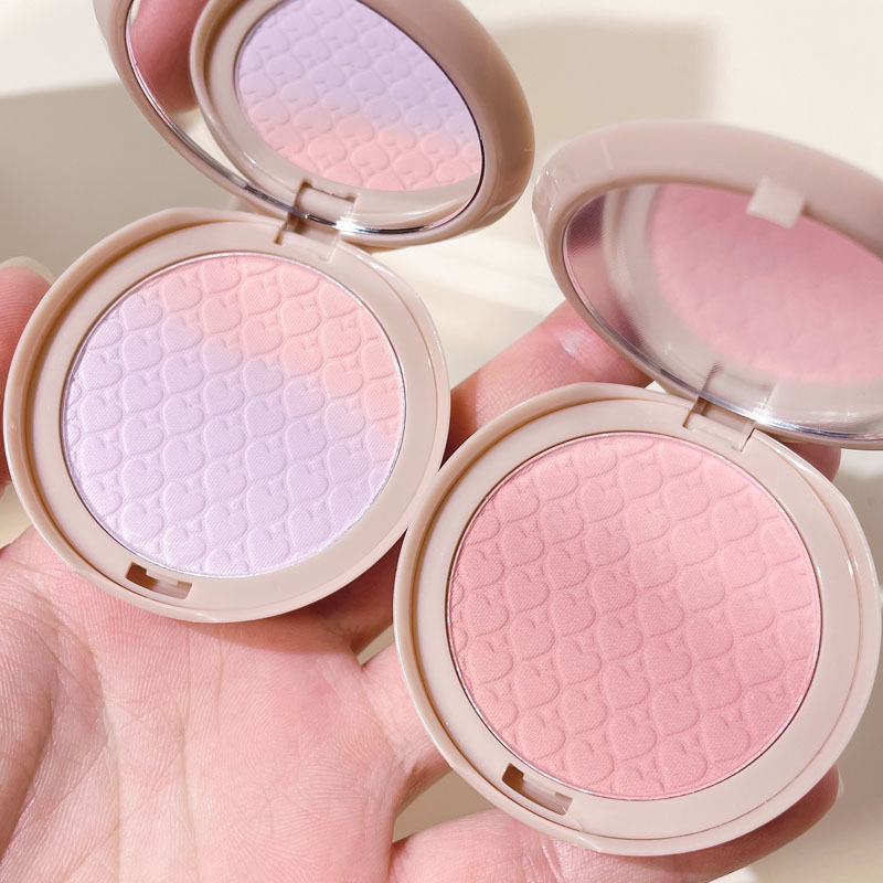 Matte Fine Shiny Face Plate Purple Cheek Blue Peach Milk Apricot Three Color Gradient Powder Blusher