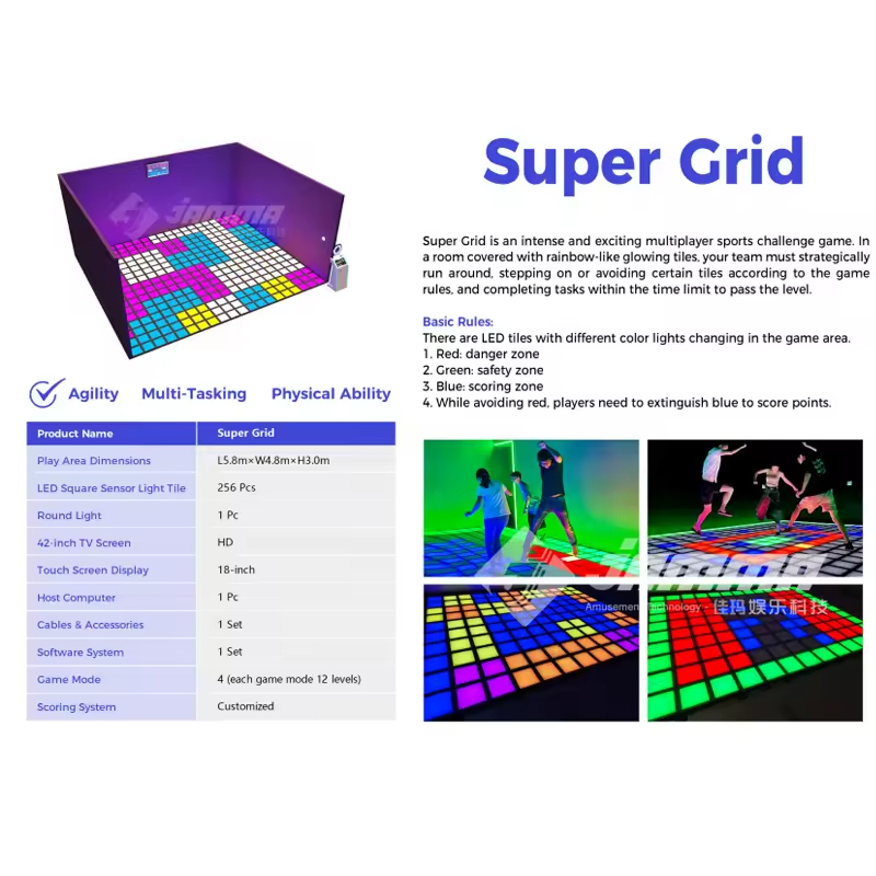 Jamma Active Game LED Floor Activation Game Room Super Grid
