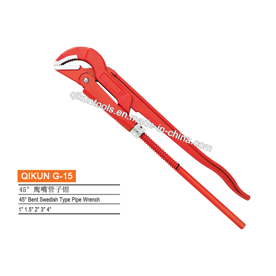 G-11 Construction Hardware Hand Tools 90 Degree Bent Swedish Type Pipe Wrench
