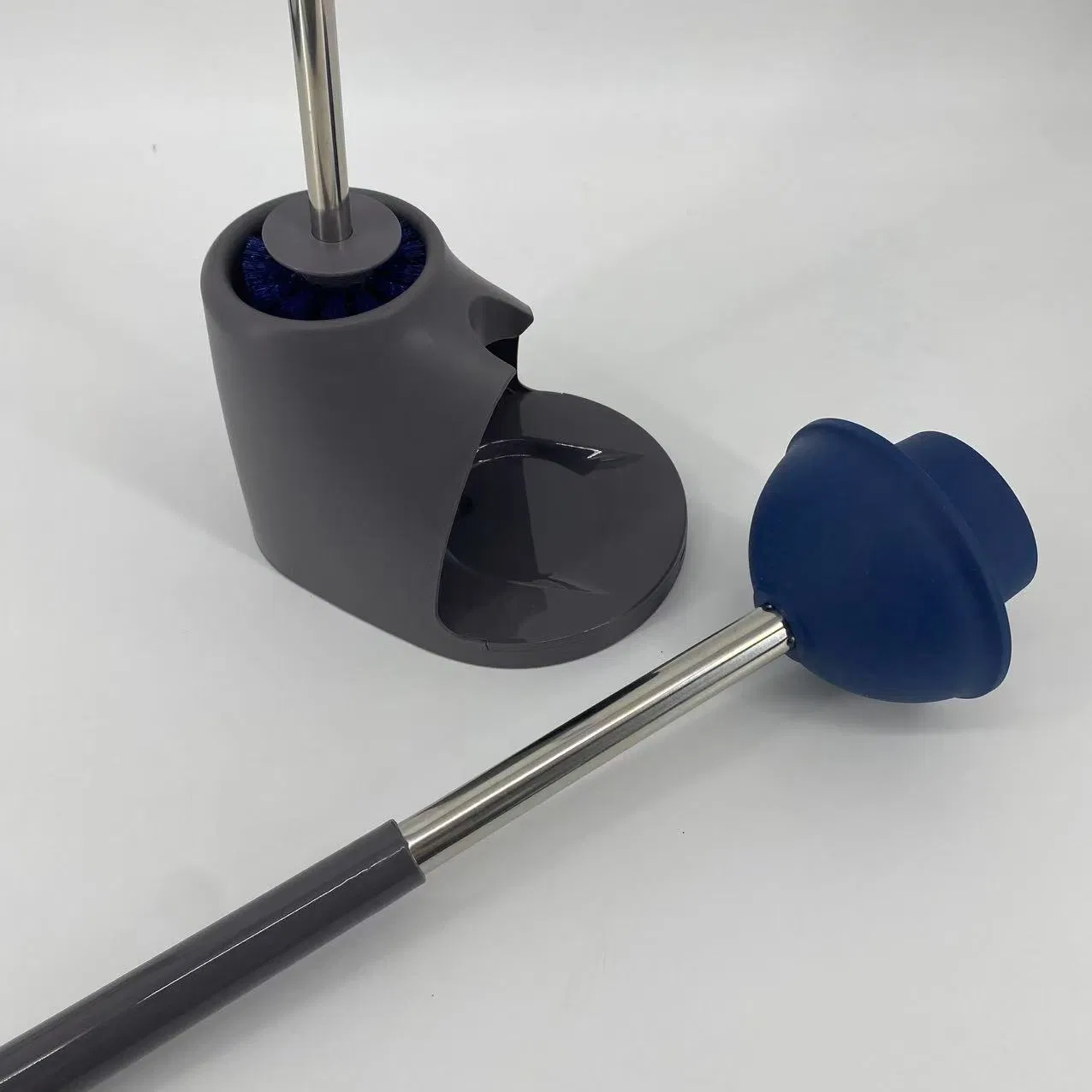 Toilet Brush and Plunger Set, Toilet Brush for Bathroom Heavy Duty Toilet Bowl Brush and Holder Hidden Toilet Plunger and Brush Set for Deeply Cleaning