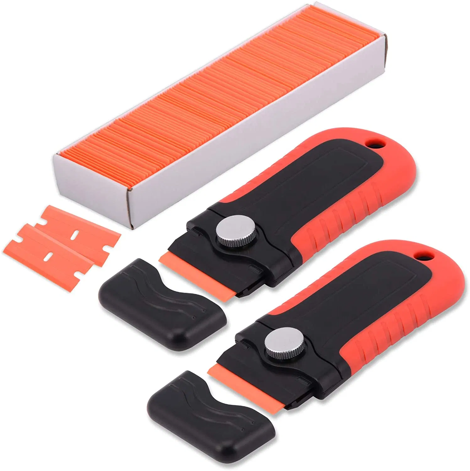 Black-Red Cleaning Scraper Plastic Razor Scraperwith 40X19mm Plastic Blades or Metal Blades