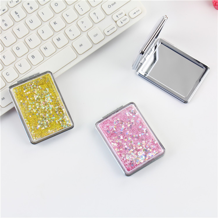 Custom Quicksand Cute Mirror Pink Double-Sided Mirror Portable Mini Portable Pocket Mirror