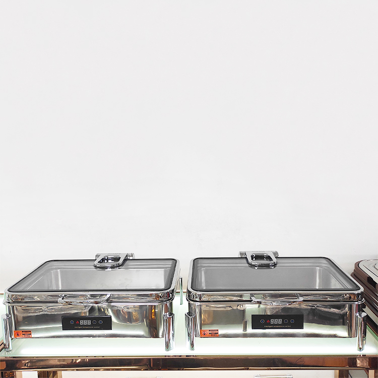 Catering Equipment Stainless Steel Rectangular Electric Food Warmer Buffet Stove Restaurant Chafing Dish