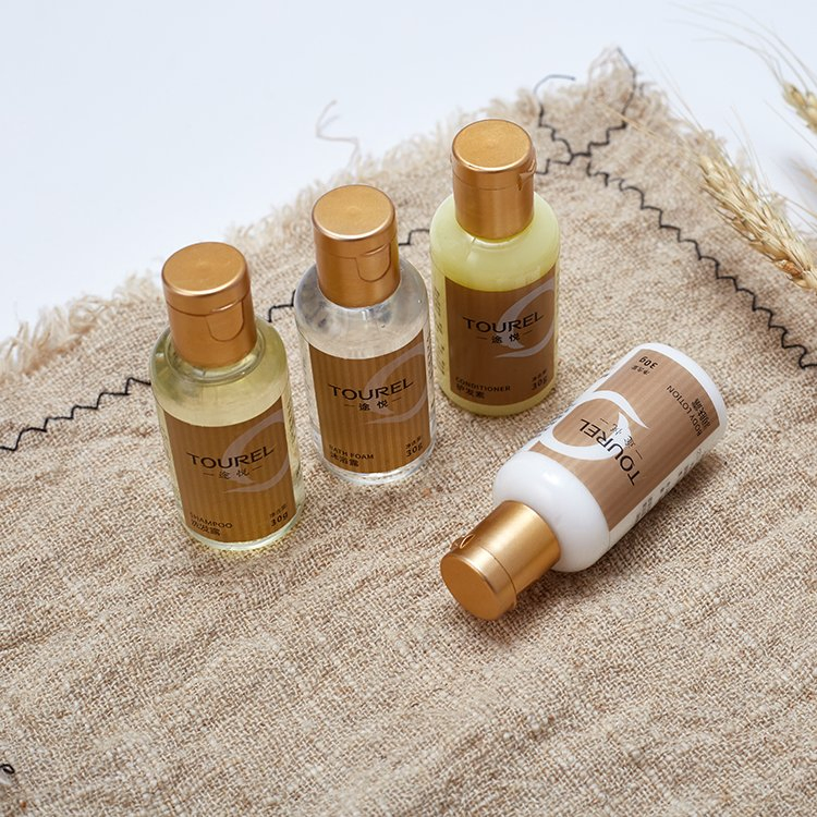 Disposable Hotel Amenities Toiletries Wholesale Mini Hotel Supplies Size Shower Gel Shampoo and Conditioner Set