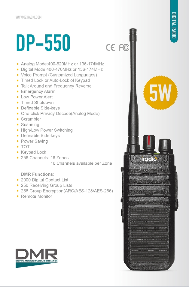 Iradio Dp550 Dmr Walkie Talkie, Two Way Radio with Emegency Alarm