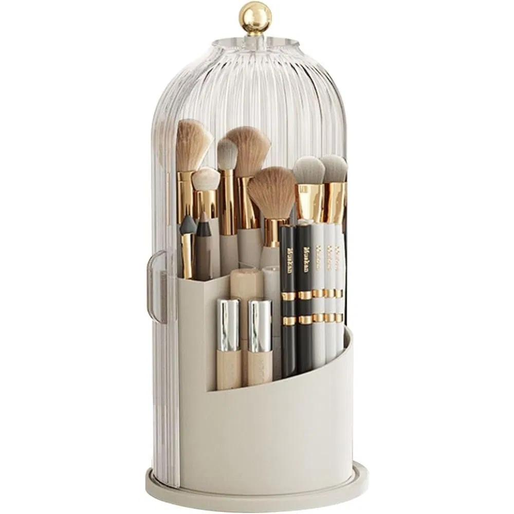 Makeup Brush Holder Organizer with Lid-360 Rotating Wbb26356