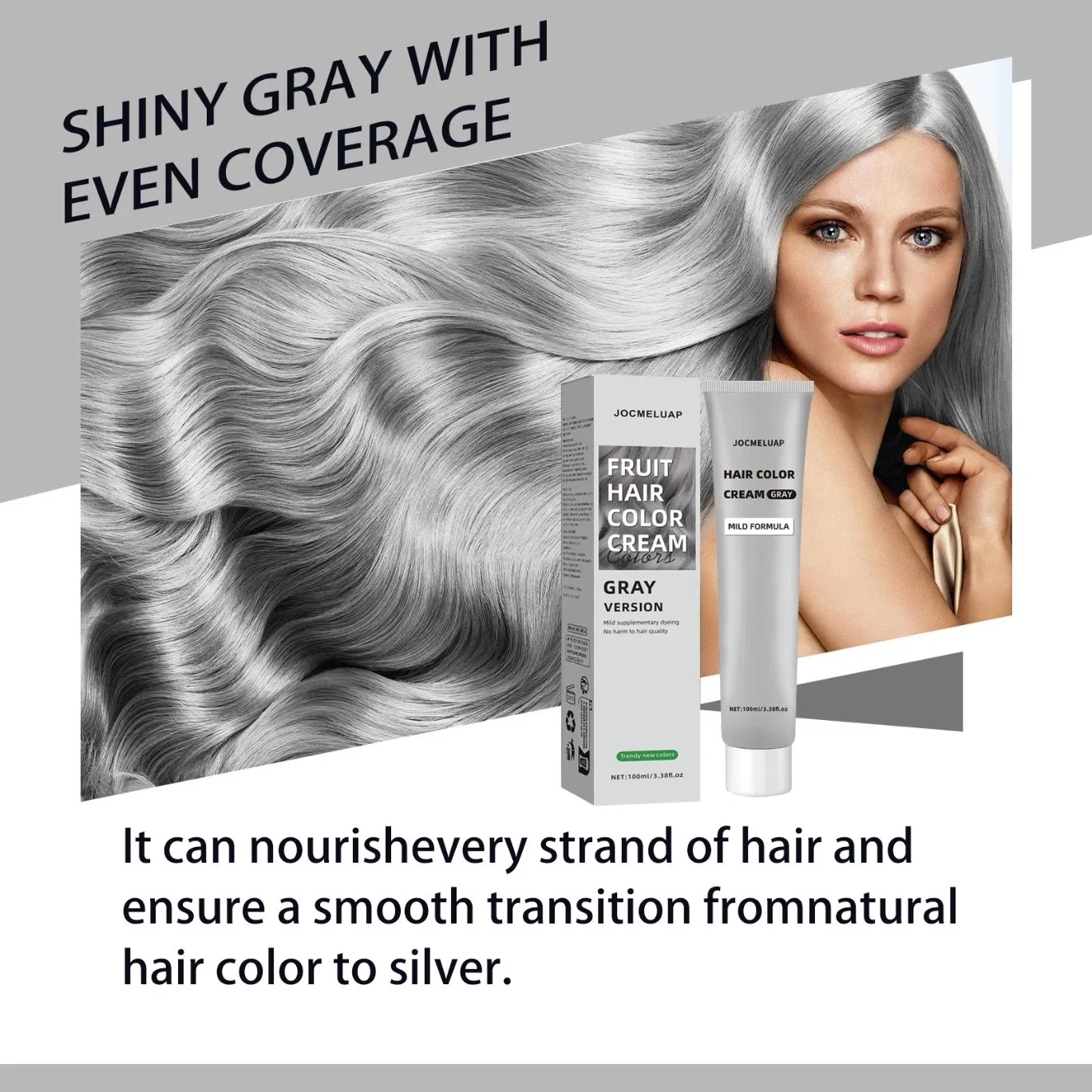 Private Label Natural 100ml Permanent Hair Dye Salon Granny Grey Hair Color Cream for Women and Men