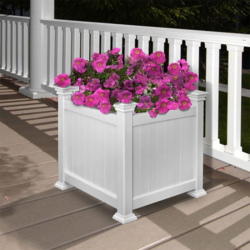 White Vinyl PVC Plastic Garden Planter Flower Box