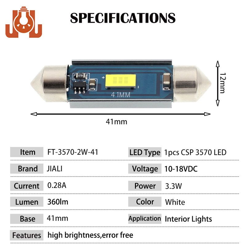 Яркая 41мм LED лампа Festoon для салона автомобиля