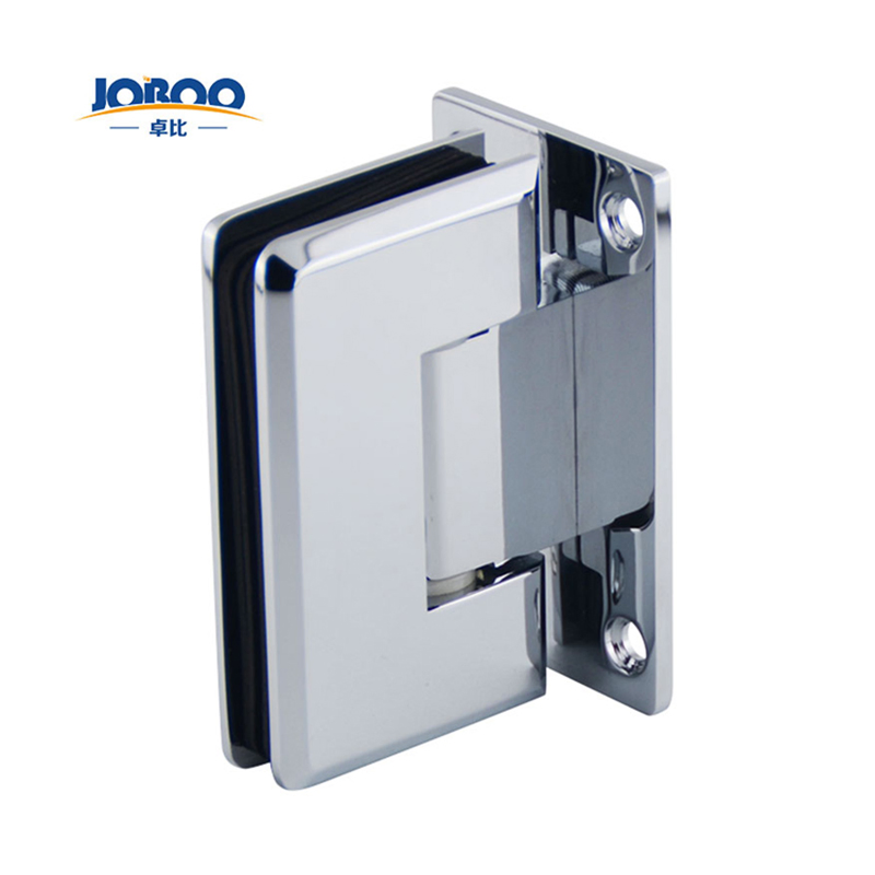 Bathroom Fittings Adjustable Wall to Glass 90 Degree Solid Brass Polish Chrome Phlishing Glass Shower Hinges Connector Joboo Zb511