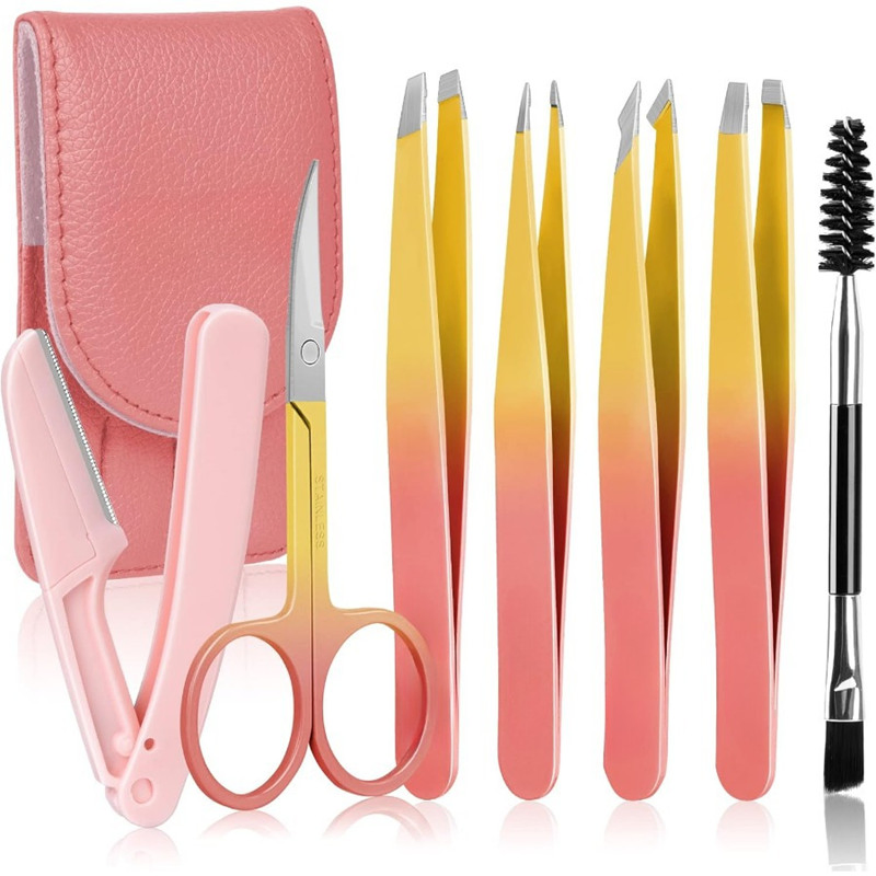Stainless Steel Makeup Hair Removal Eyelash Extension Eyebrow Shaping Cosmetic Tweezer Set