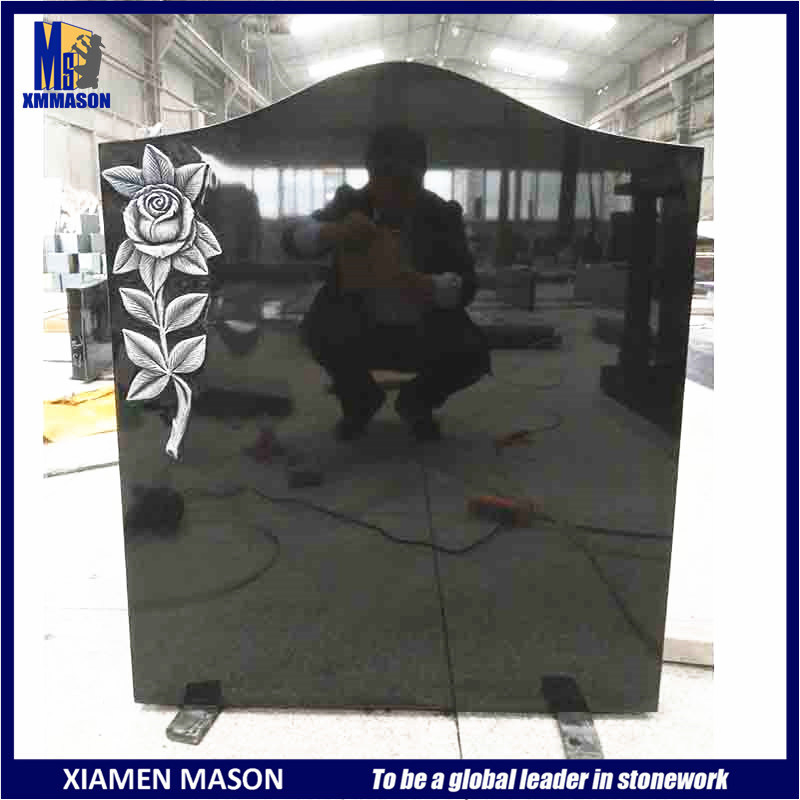Hot Design Jet Black Weeping Angle with Heart Granite Headstones