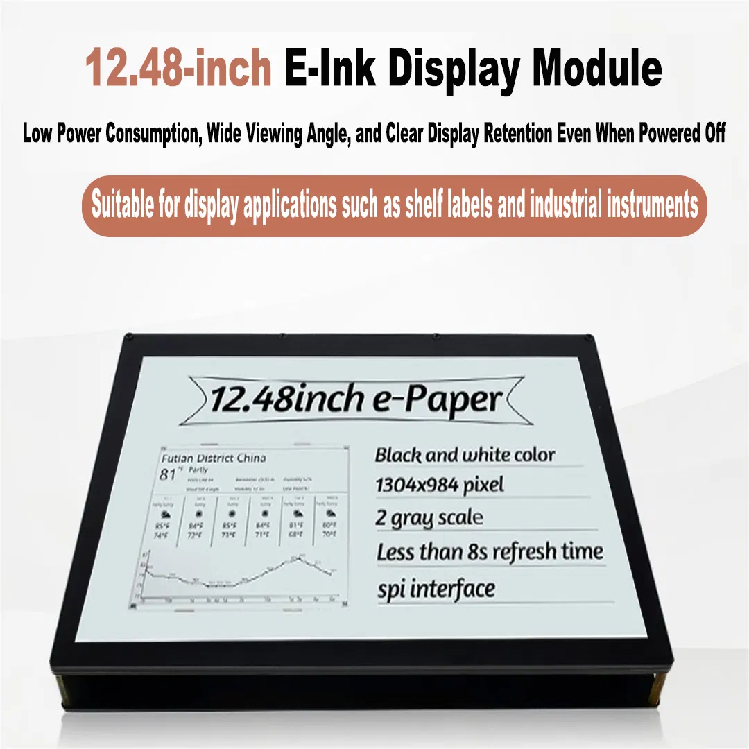 12.48 Inch Large Tri-Color (Red/Black/White) E-Ink Display Panel Esp32/Arduino-Compatible OEM Module for Digital Shelf Labels & Signage Stm32 Risk Control