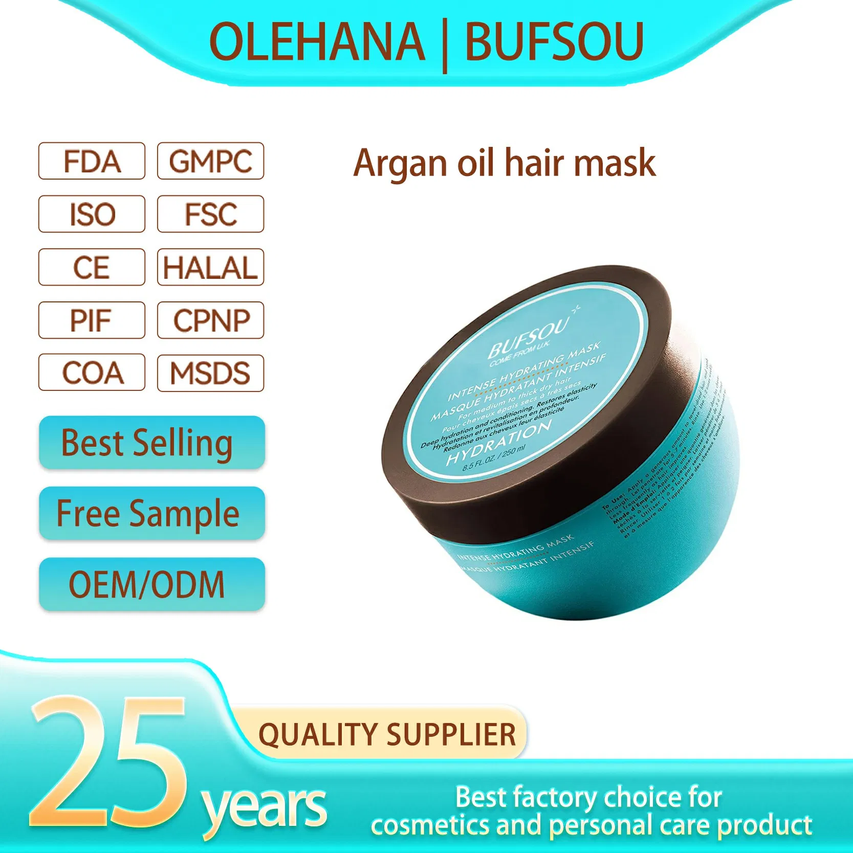 Private Label Hydrating Deep Moisturizing Conditioning Treatment Repair Morocco Argan Oil Hair Mask for Dry Damaged Hair
