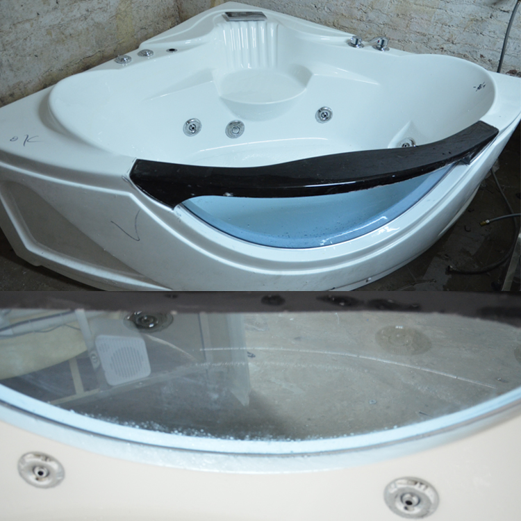 Угловая ванна с гидромассажем, белая