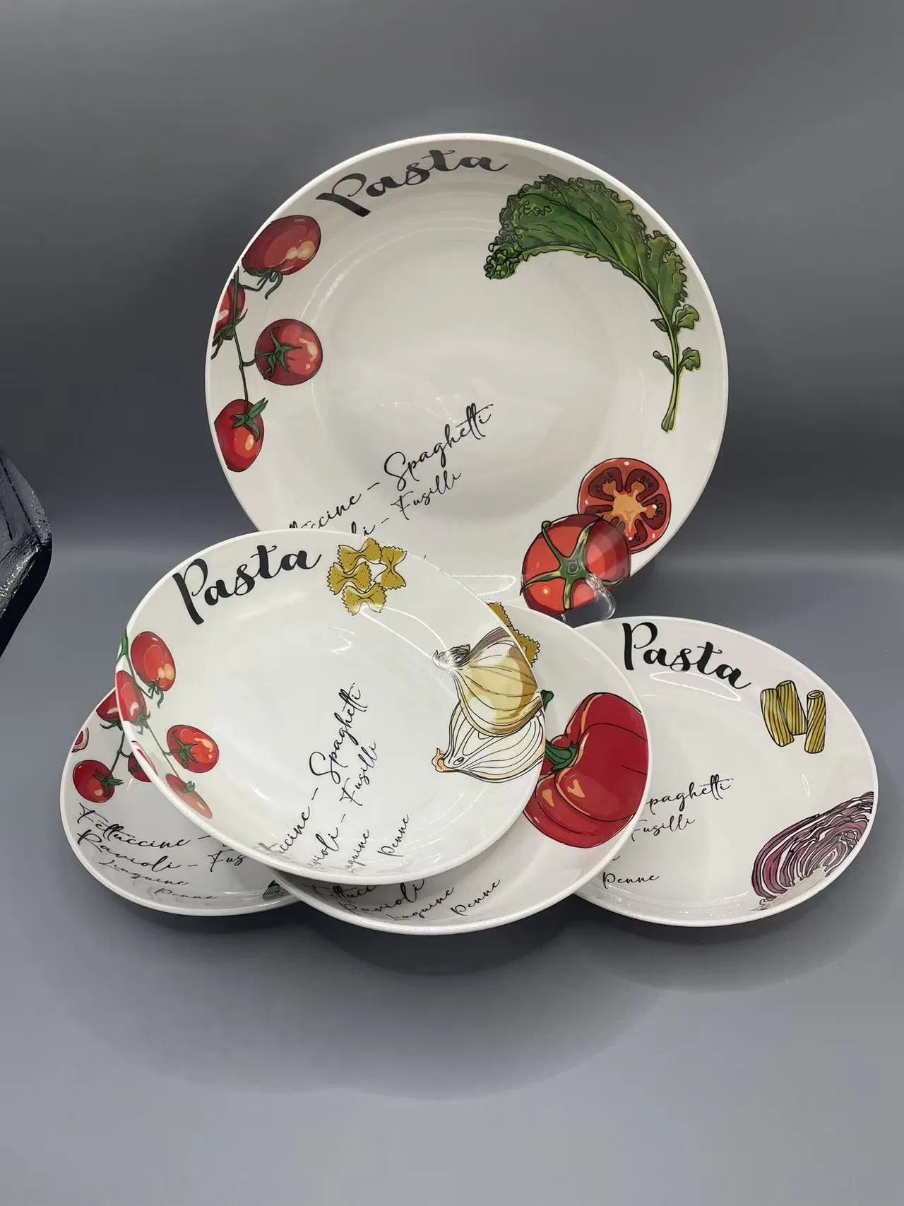 Pasta Dinner Set 5PCS Big Plate 11" Porcelainware Ceramics Tableware