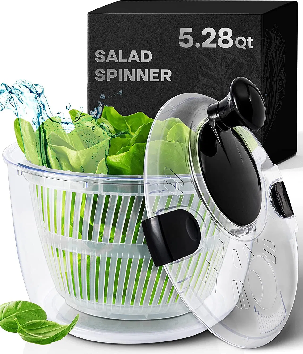 Large Salad Spinner with Drain, Bowl, Vegetable Dryer, Fruit Washer