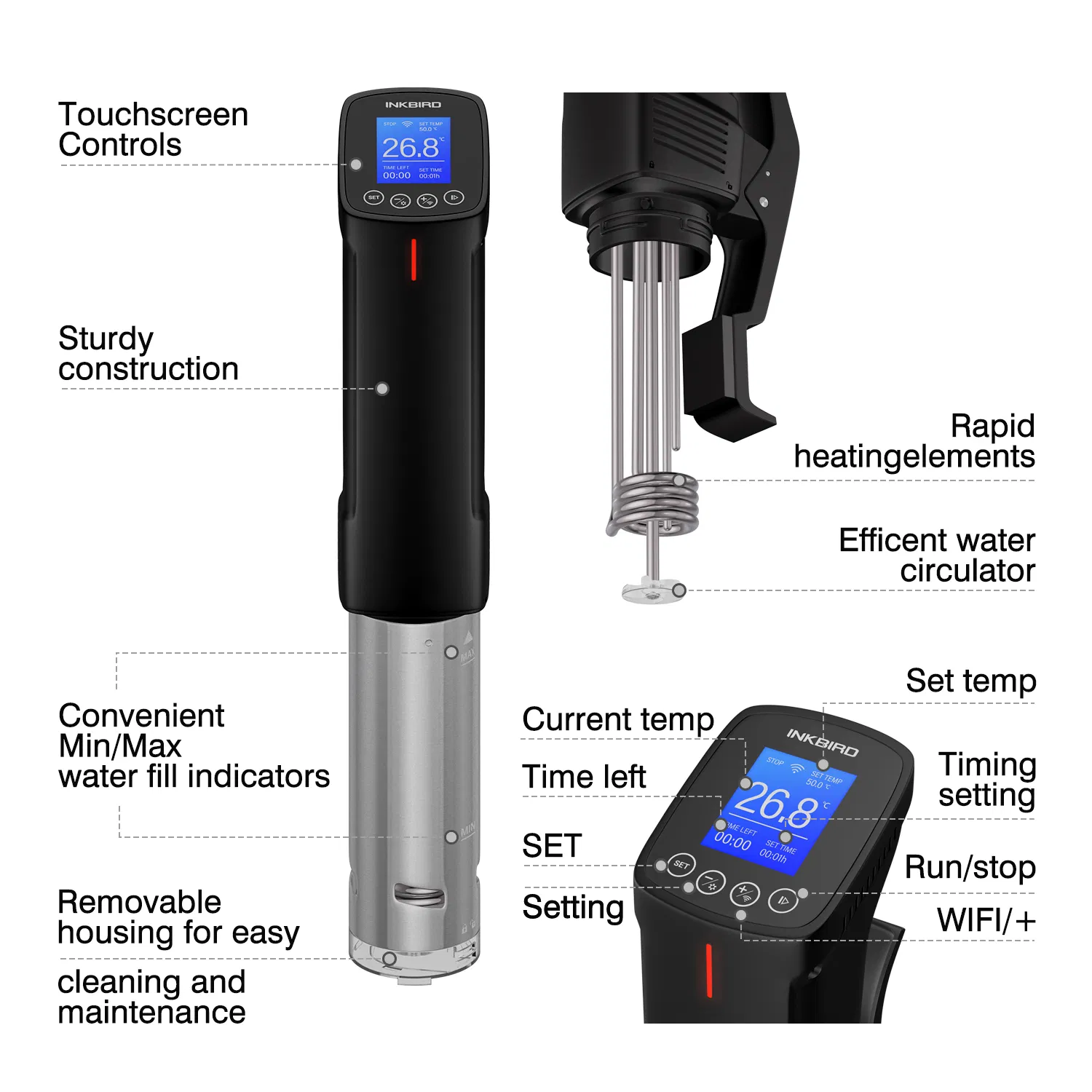 Inkbird Isv-100W Wireless Control Fast Heating WiFi Sous Vide Cooker