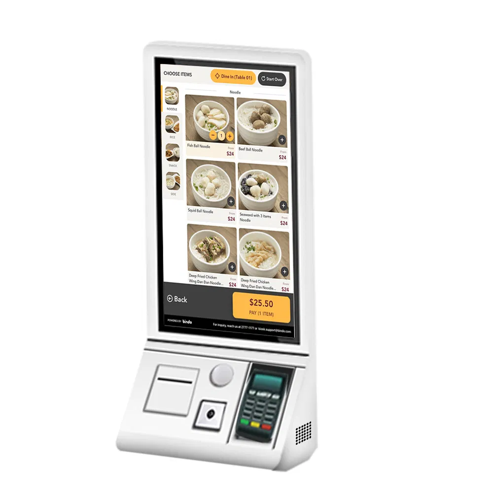 Floor Stand 24 Inch Self Service Bill Payment Kiosks Touch Screen Order Fast Food Wall Mount Retail Digital Signage Printer Terminal Kiosk