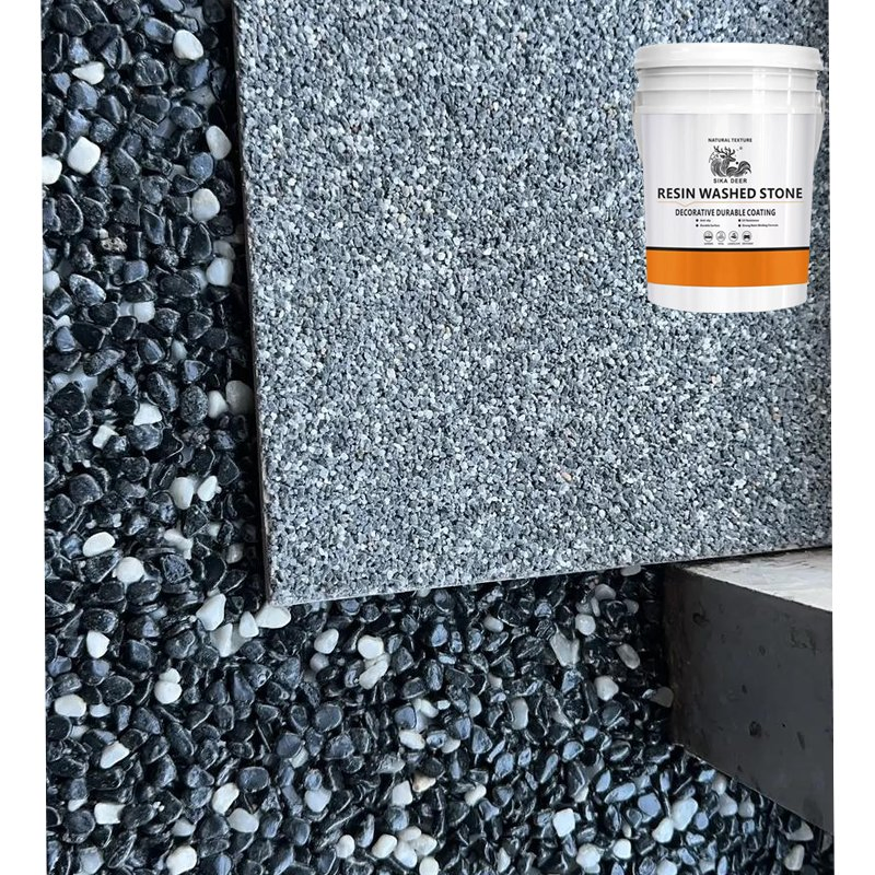 Courtyard Coffee Shop Is Decorated Beautiful Resin Washed Stone Paint.