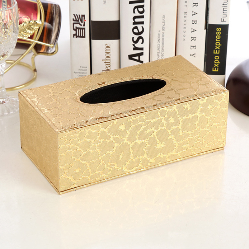 Luxury Design Soft PU Leather Black Napkin Holder Tissue Box