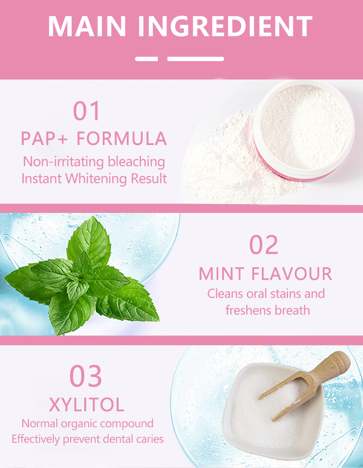 Custom Logo Tooth Powder Pap Formula Teeth Whitening Powder 30g