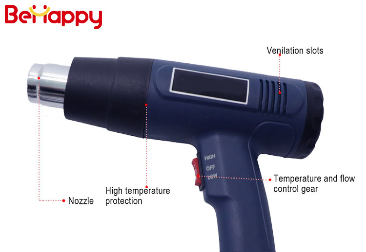 Behappy Hot Sale 2000W Adjustable Temperature Digital Display Hot Air Blower Heat Gun