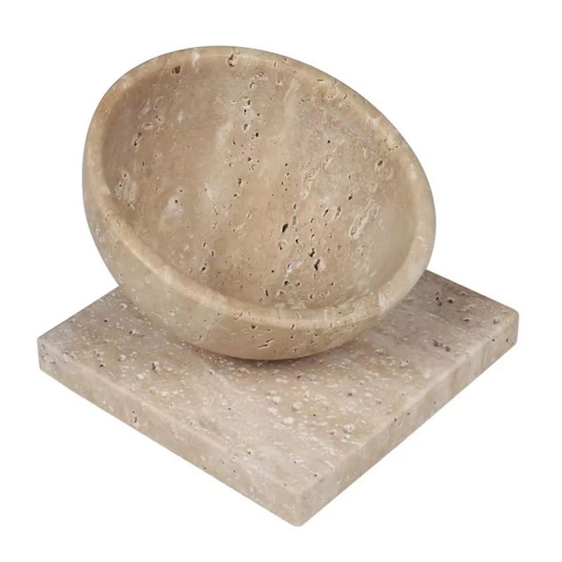 Beige Travertine Kitchenware Fruit Tray Bowl Salad Bowl