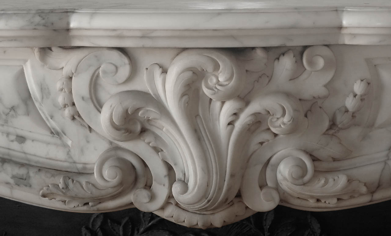 Louis Xv Style Carved Statuary Marble Fireplace Surround Mantel