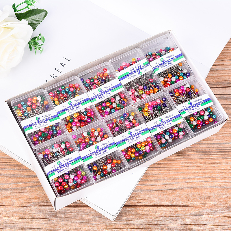 Colorful 100PCS Matt or Light Pearl Pin Box
