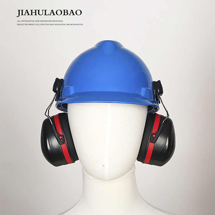Industrial Work Hard Hat with Mounted Ear Mufflers Anti-Noise Cancelling Ear Defenders Safety Helmet with Hearing Protection