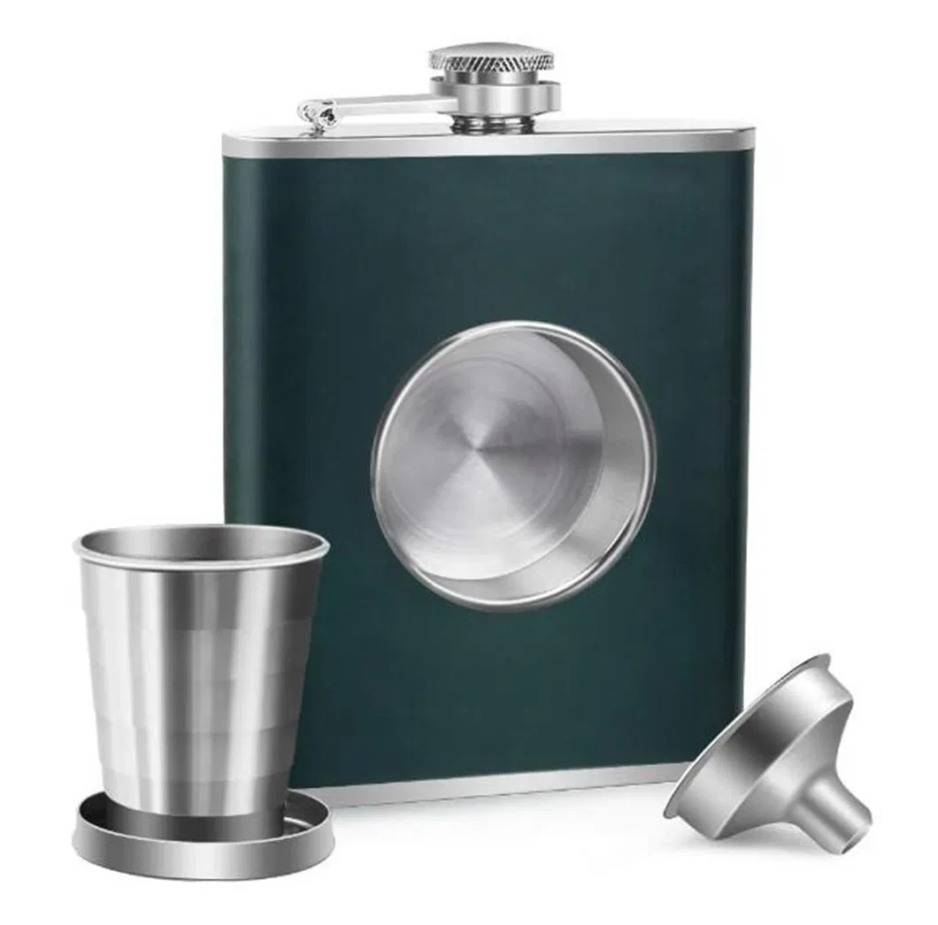 Wrapped PU Leather Stainless Steel Hip Flask