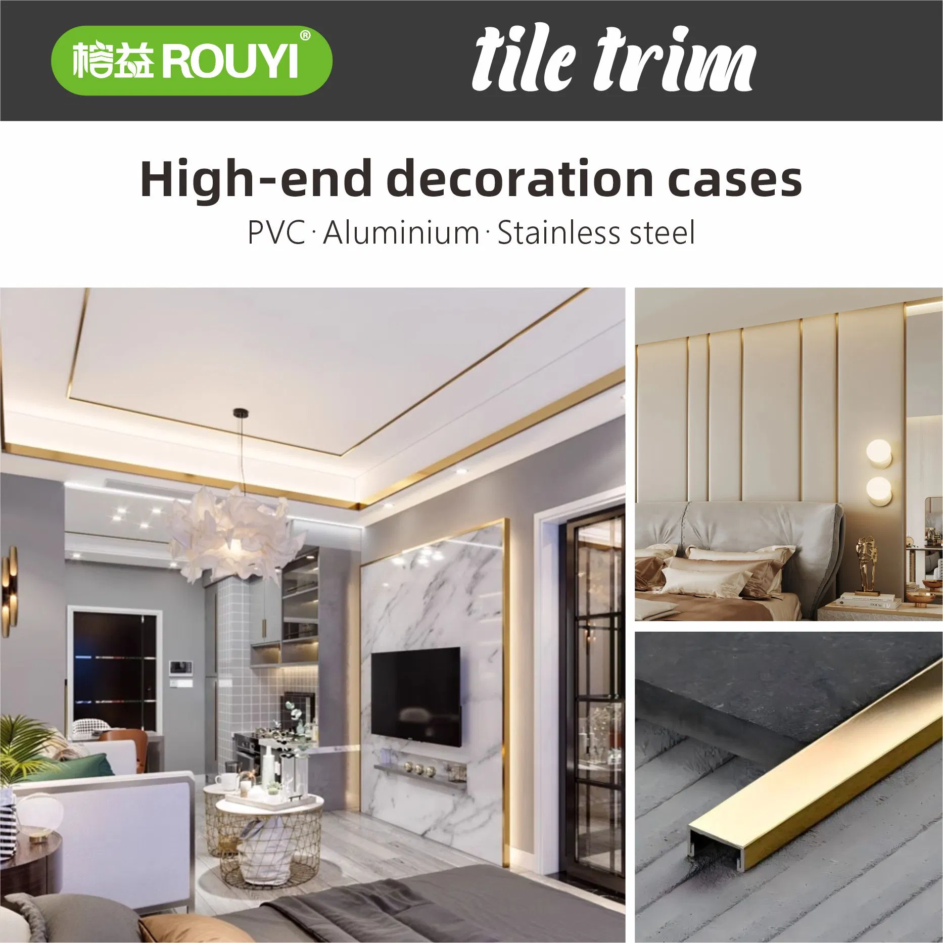 U Shape Ceramic Corner Tile Trim Aluminum Metal Tile Trim