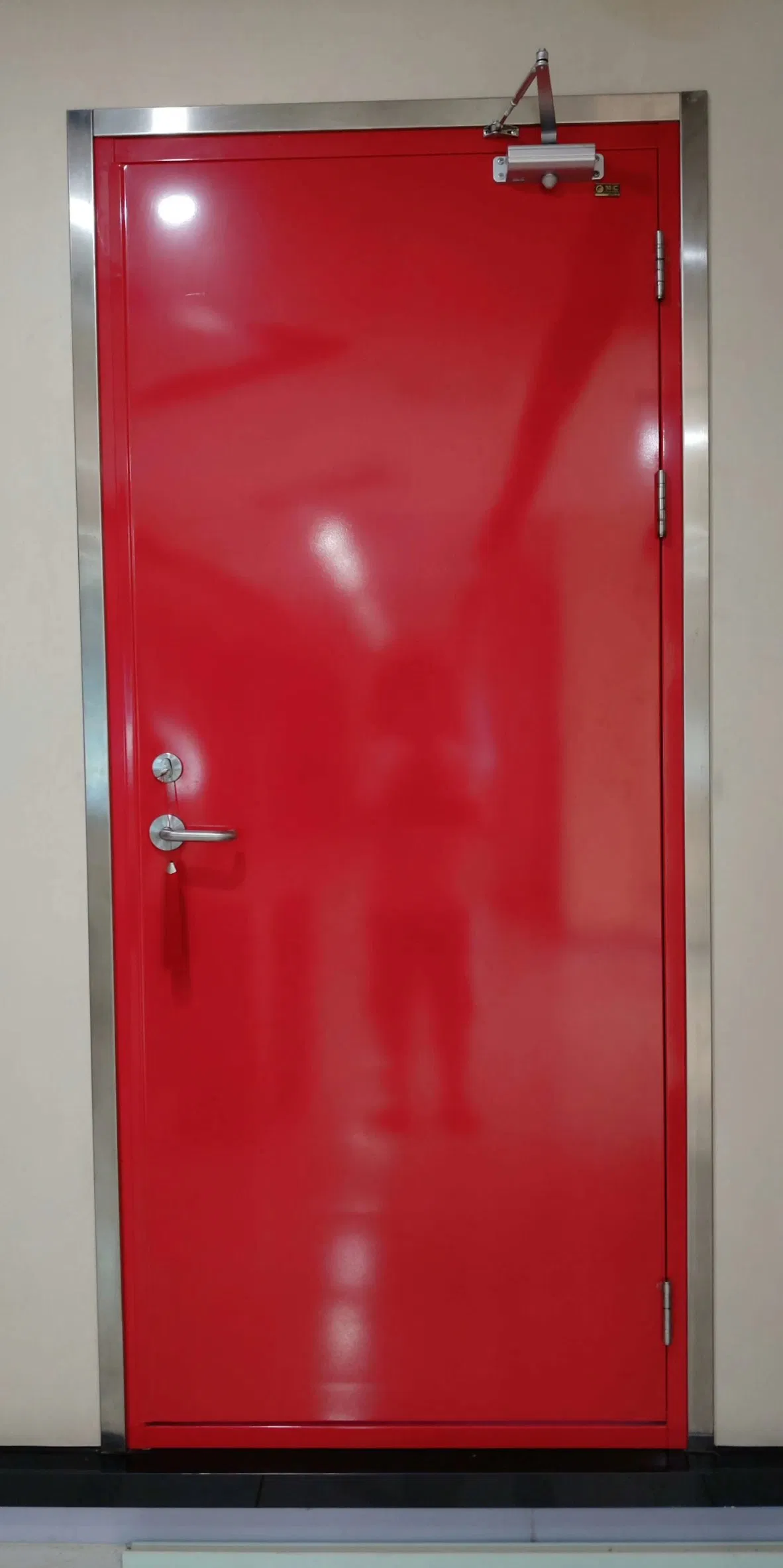 Modern Design Double Leaf Steel Fire Proof Door Exit Fire Rated Rock Wool Red Door with Glass