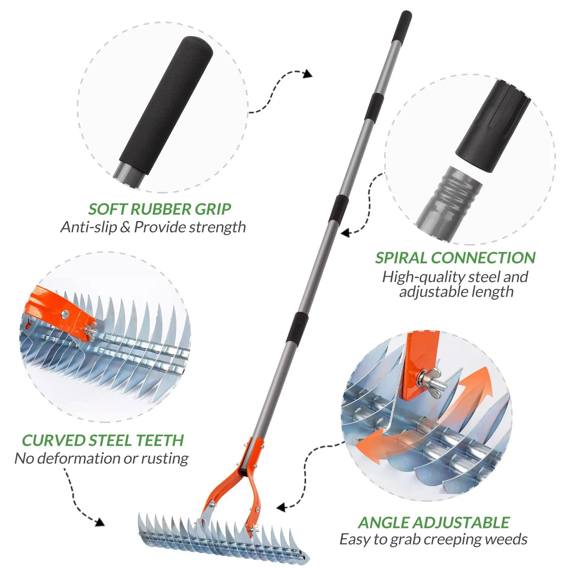 Factory Direct Sale Stainless Steel Garden Rake Lawn Weed Rake Garden Tools